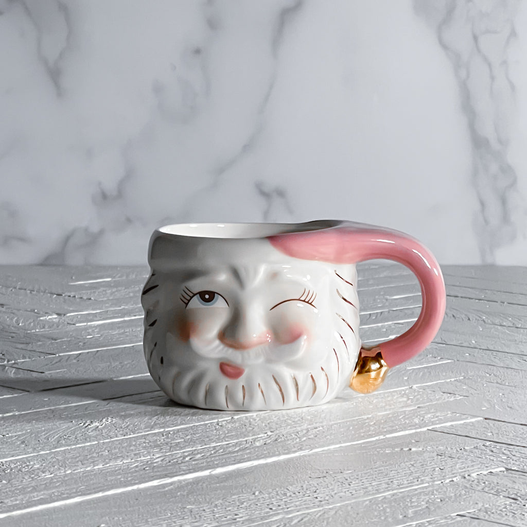 Papa Noel Vintage Santa Mugs in Vintage Mint or Retro Pink by Glitterville Studios Luxury Christmas Gifts and Collectibles Glitterville Studios California Englished Shop Oprah's Favorite Things Christmas Gifts
