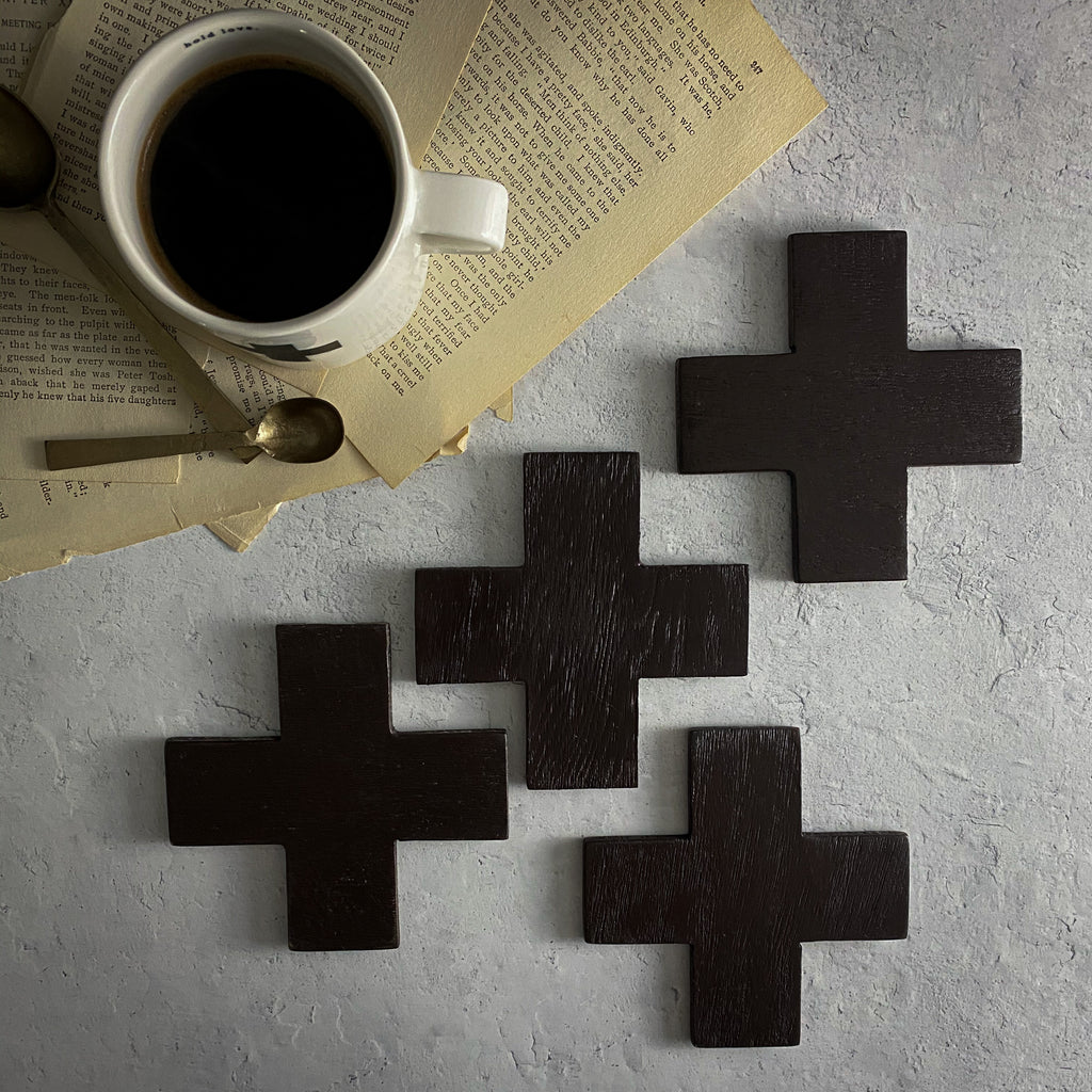 Rae Dunn Icon Swiss Cross Coasters Boutique HERITAGE Collection