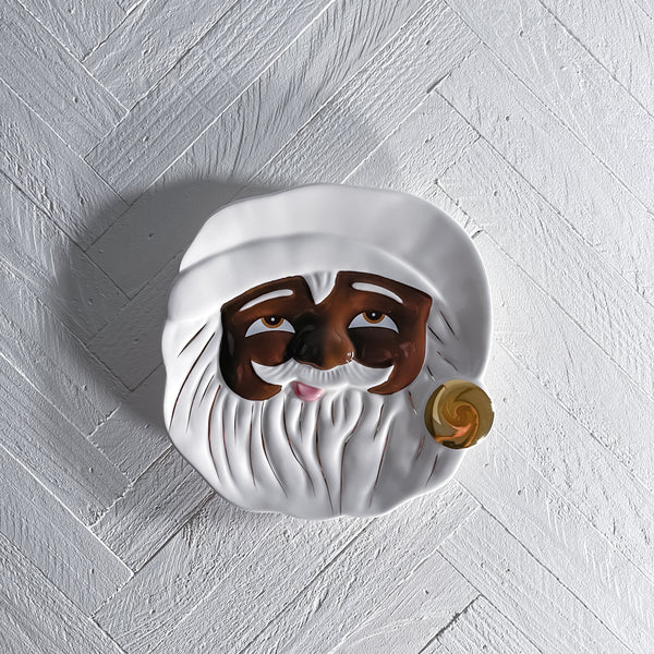 African American / Black Santa, Brown Santa Cookie Plate - Inclusive Christmas Gifts | Designed by Glitterville Studios