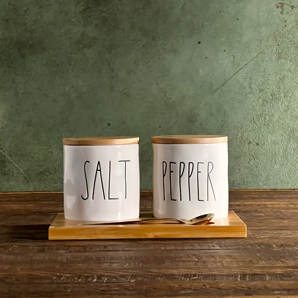 Rae Dunn Salt & Pepper Cellar Set | California Englished Boutique Collection