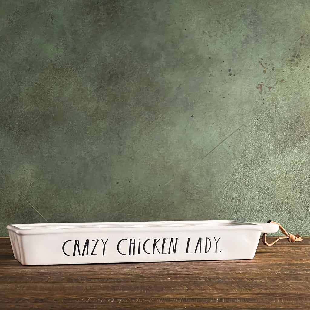 Crazy Chicken Lady Egg Holder in Stem Print by Rae Dunn