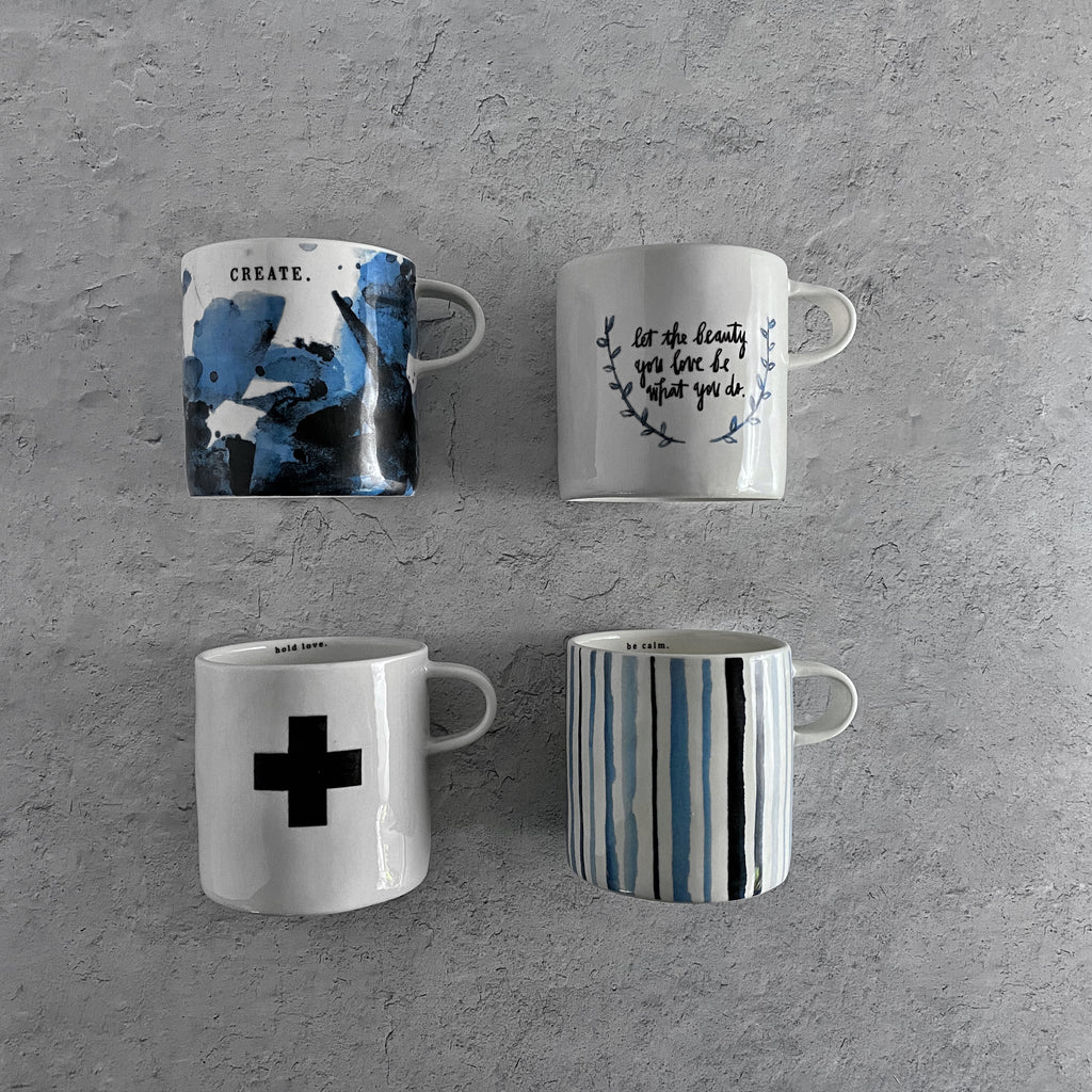 Rae Dunn Indigo Dreams Boutique Swiss Cross Mug Set