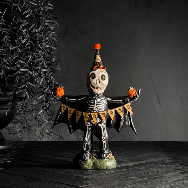 Skylar the Skeleton Vintage Halloween Folk Art Americana California Englished